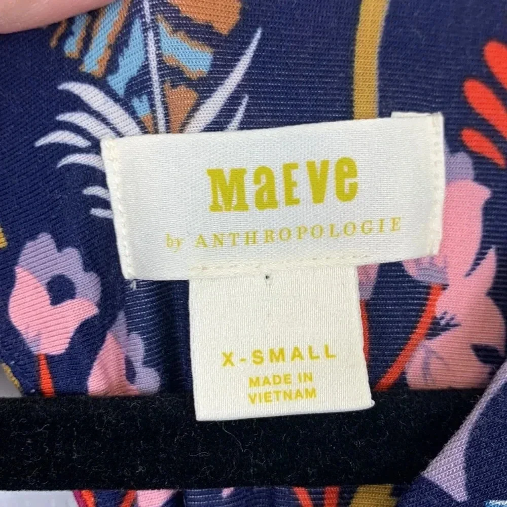 Anthropologie Maeve Sawyer navy floral open back dress sz xs - Picture 5 of 10